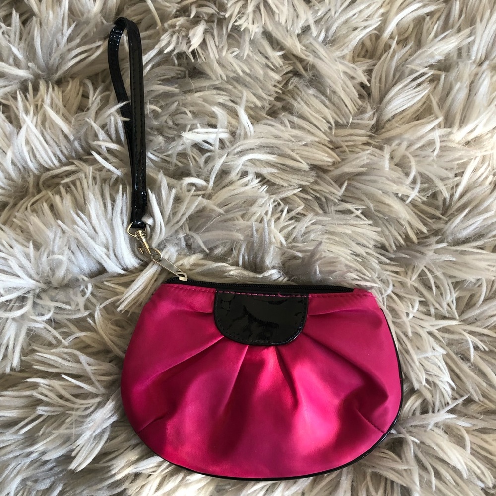 Hot pink & black coin purse/clutch